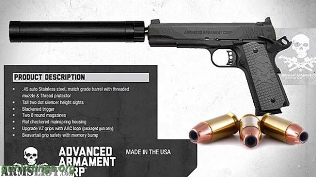 Pistols Advanced Armament Corp Limited Edition Suppressed 1911