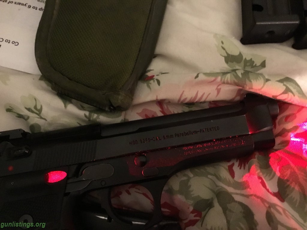 Pistols Beretta 92FS W/Crimson Trace Laser Grips Plus 7 Mags