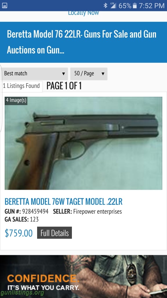 Pistols Beretta Model 76T/101