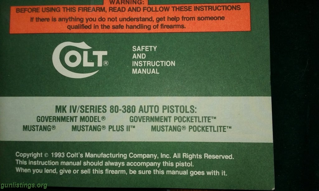 Pistols Colt MK/SERIES 80-380 AUTO PISTOLS