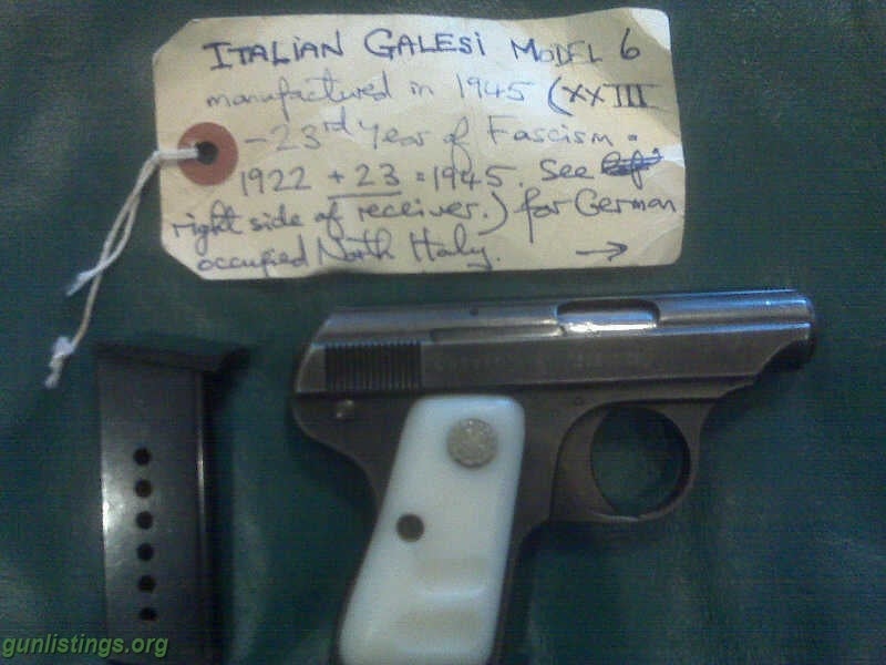 Pistols Italian Galesi Model 6 .25acp/6.35 Mm