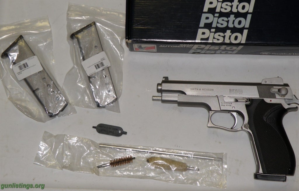 Pistols Mint In Box Smith And Wesson .45 Model 4506 Semi-Auto P