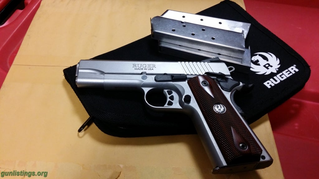 Pistols Ruger SS 1911 Commander W/4 SS Ruger Mags And OWB Holst