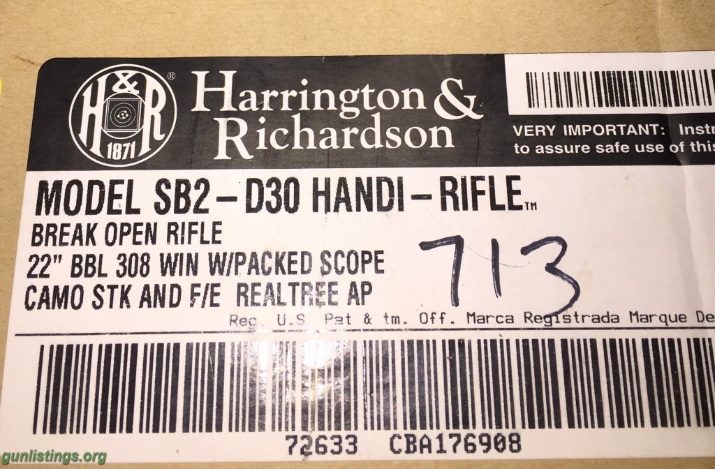 Rifles H&R 308 Single Shot Rifle / Camo Finish