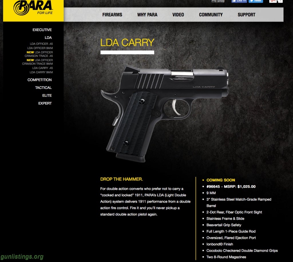Pistols Para-Ordnance LDA Carry 9mm - CWX79R