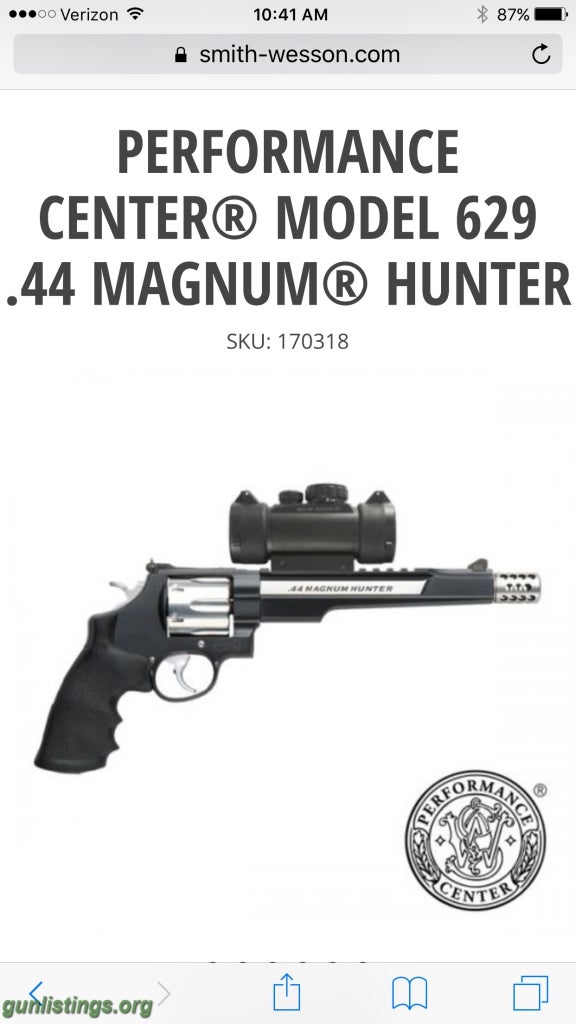 Pistols Smith And Wesson 629 Hunter 44 Magnum Pc