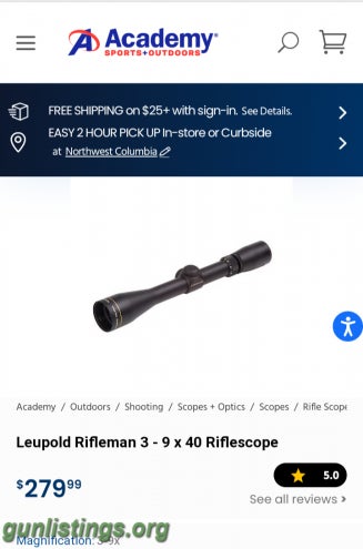 Accessories Leupold 3-9X50 Rifleman Scope