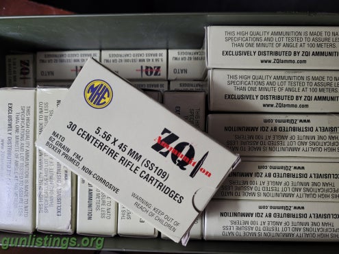 Ammo 30 Round Boxes Of ZQI 5.56x45 62 Grain SS109 Ammo