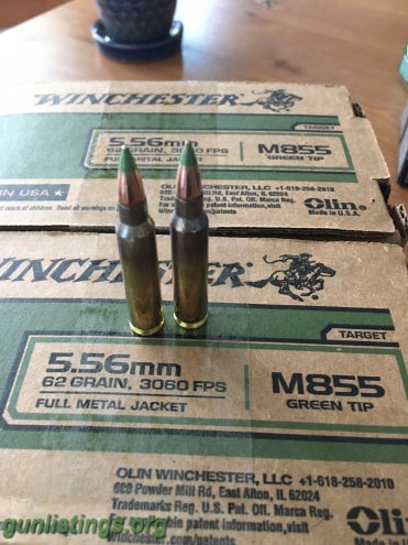 Ammo 556mm M855 62 Gr Green Tip Penetrators 150 Rounds/box