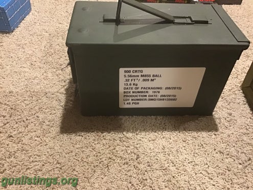 Ammo 900 Rounds Of M855 556 Sealed Ammo Can