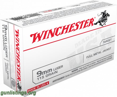 Ammo Winhcester 9mm Luger, 115 Grain