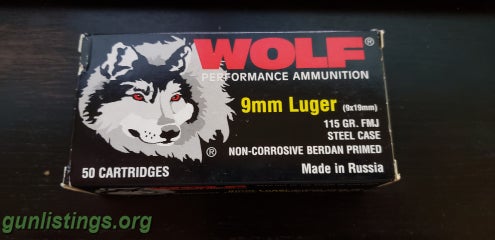 Ammo Wolf/Tula 9mm Ammo 150 Rounds