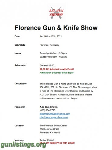 Events NKY Gun Show-Florence