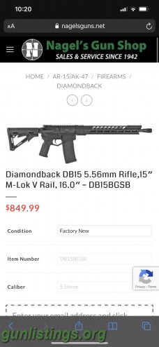Rifles Diamondback Ar15  New Unfired