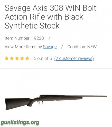 Rifles Savage Axis 308 Springfield Synthetic Stock