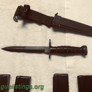 Accessories US M1 Carbine Bayonet, Magazines, And Tool