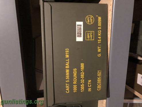 Ammo 5.56 M193 1k Rounds Clips And Can