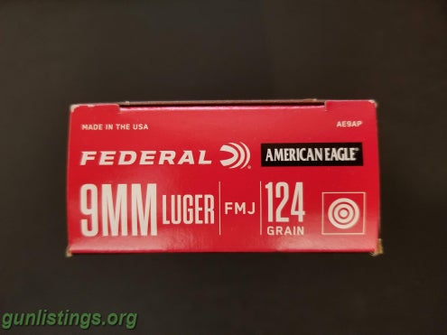 Ammo Federal 124 Grain 9mm Ammo