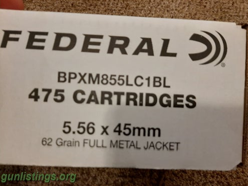 Ammo Federal 5.56 Green Tip M855 Federal Sealed Case