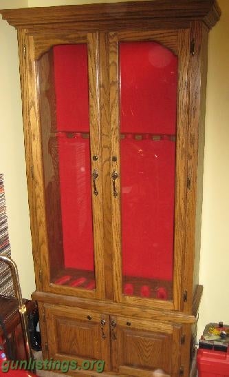 Accessories 8 Gun Oak Gun Cabinet