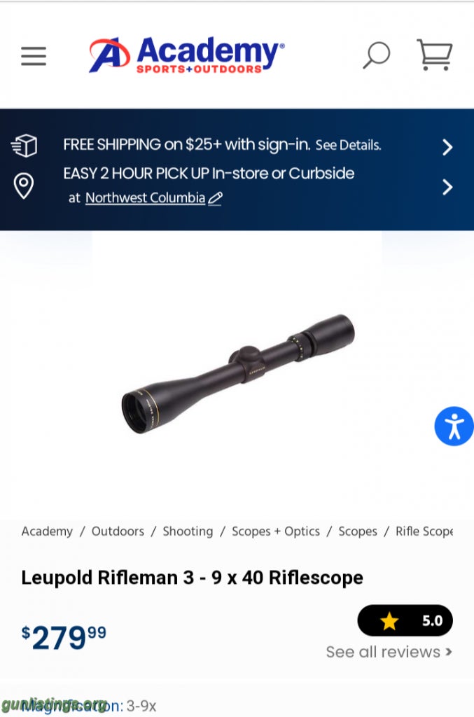 Accessories Leupold 3-9X50 Rifleman Scope