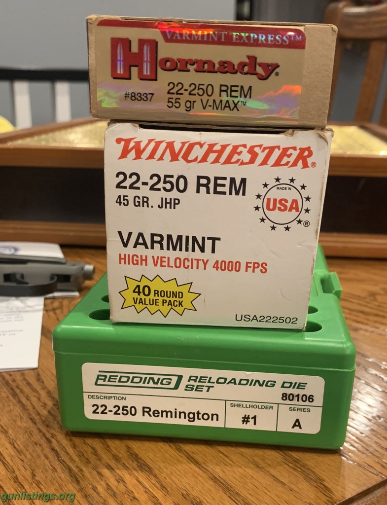 Ammo 22-250 Ammo And Brand New Dies
