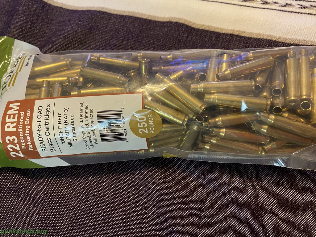 Ammo 223 Brass Once Fired, 250pcs