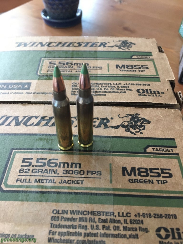 Ammo 556mm M855 62 Gr Green Tip Penetrators 150 Rounds/box