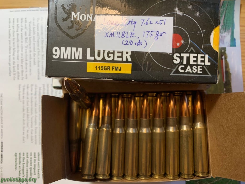 Ammo 7.62x51 NATO XM118LR 175 Grain BTHP SMK,120rds