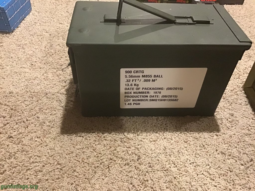 Ammo 900 Rounds Of M855 556 Sealed Ammo Can