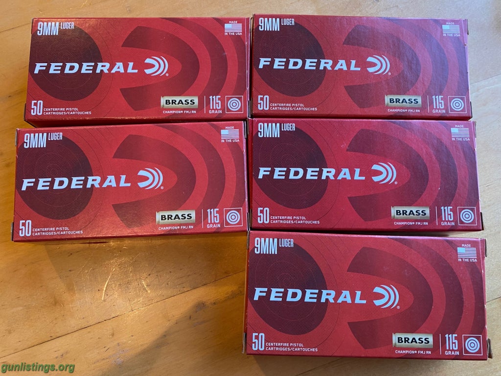 Ammo Federal 9mm 115gr 250 Rounds