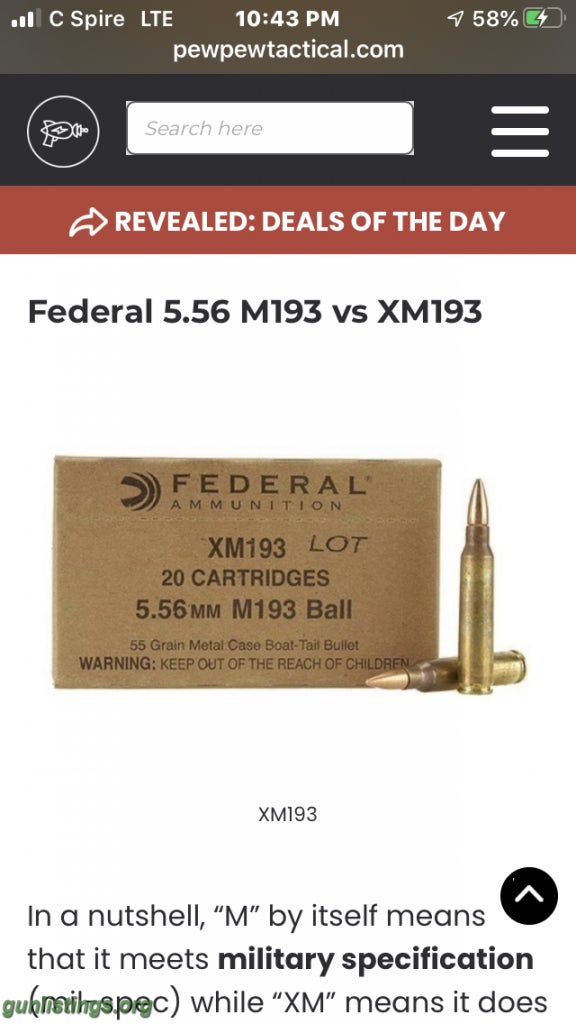 Ammo Federal Xm193 5.56