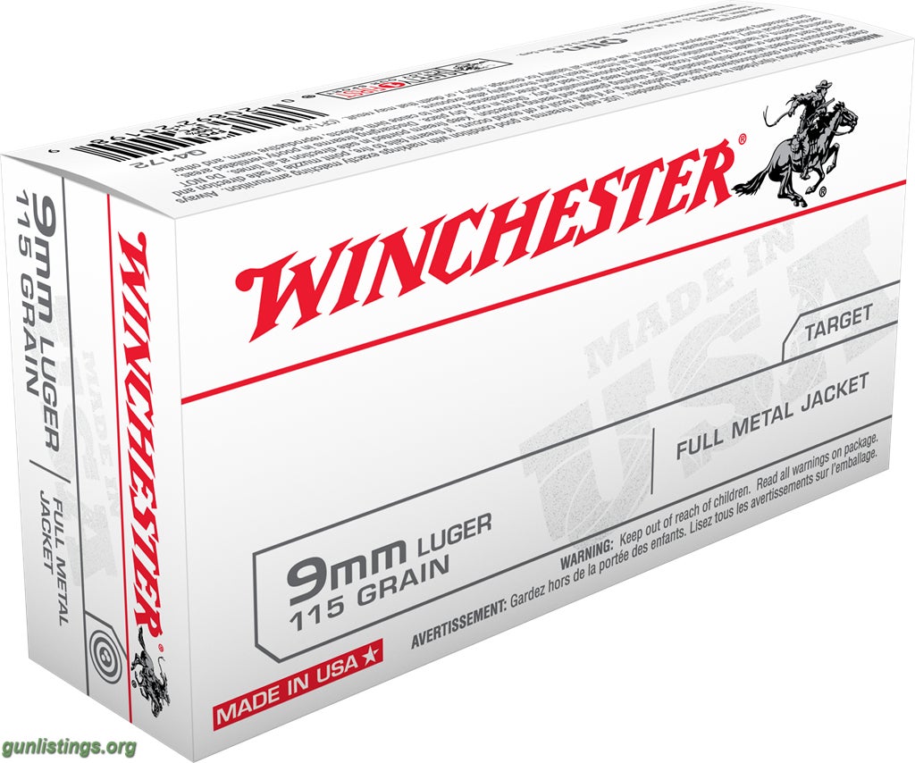 Ammo Winhcester 9mm Luger, 115 Grain