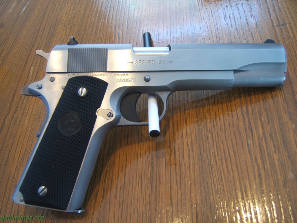 Gunlistings.org - Pistols Colt 1911 Government Stainless Steel Series 80.