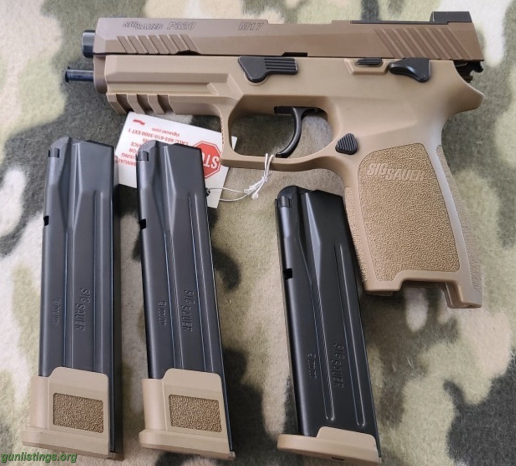 Pistols Sig P320 M17 9mm Luger 2x 21 Round Mags, 1x 17 Round.