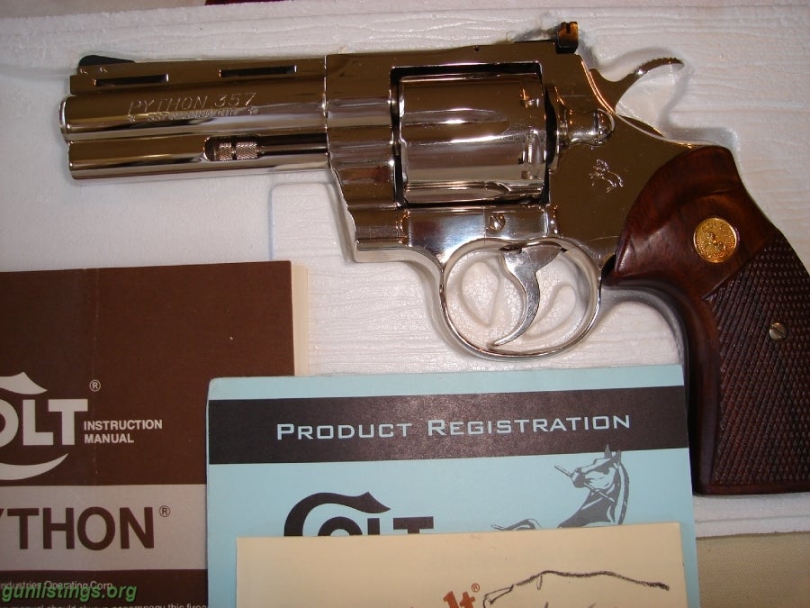 Gunlistings.org - Shotguns Colt PYTHON - NICKEL .357 Magnum 4in.barrel ...