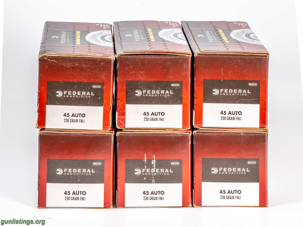 Ammo 45 ACP Auto Federal 230 Gr. Champion 600 Rnds.