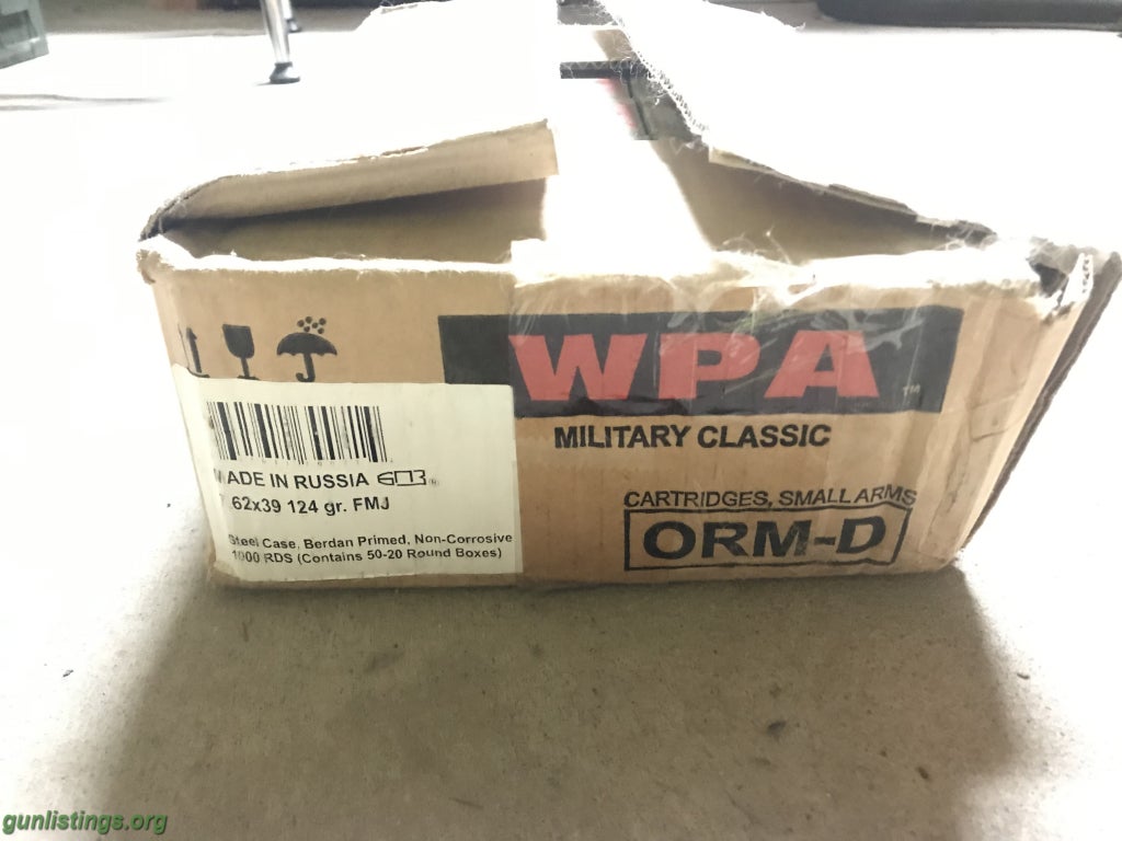 Ammo Wolf WPA 7.62x39 124gr FMJ Case Of 1000