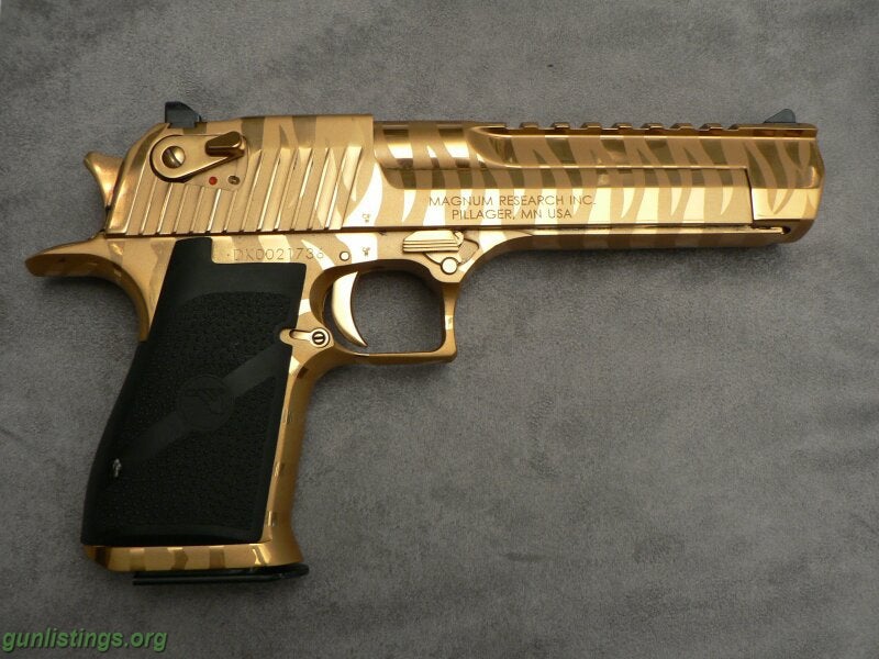 Pistols Desert Eagle 50AE Gold With Tiger Stripe USED.