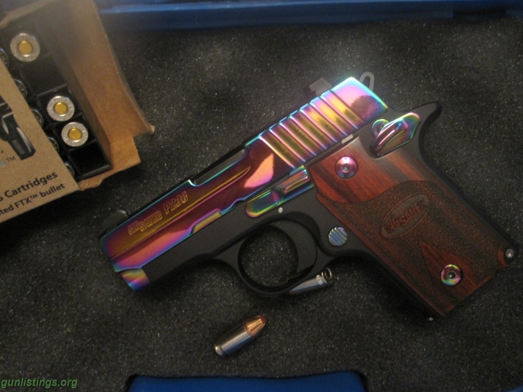 Pistols Sig Sauer P238 380acp, Rosewood, Rainbow Stainless, NS