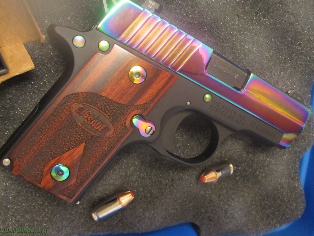 Pistols Sig Sauer P238 380acp, Rosewood, Rainbow Stainless, NS